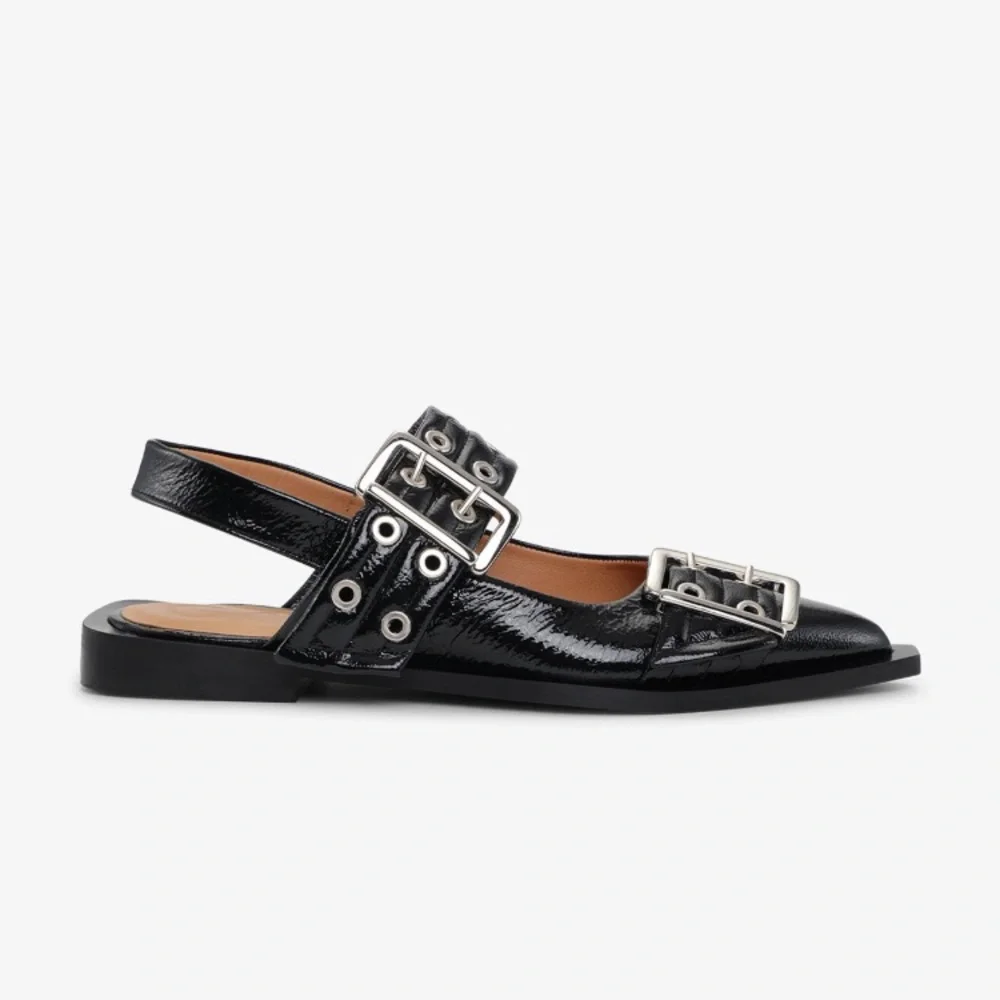 GANNI š¤ Chunky Buckle Slingback Ballerina Flats - Picture 3 of 16